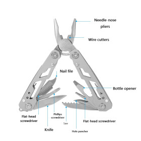 MAJ15 Small Size Outdoor Pocket Multi-tool Pliers Outdoor 9 in 1 Foldable Full Locking Folding Blade Screwdriver UD408848